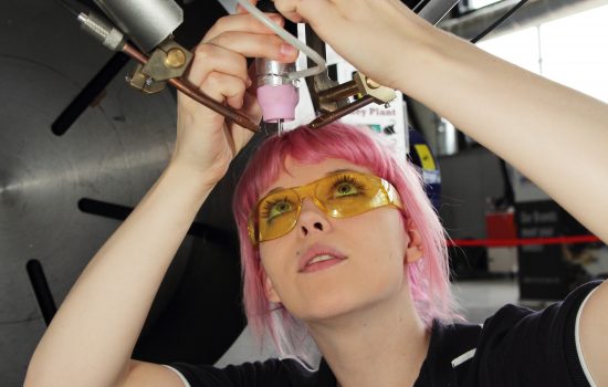 Nuclear AMRC welding apprentice Sam Biddleston. The Nuclear AMRC is part of the host venue for the Global Manufacturing Festival 2013
