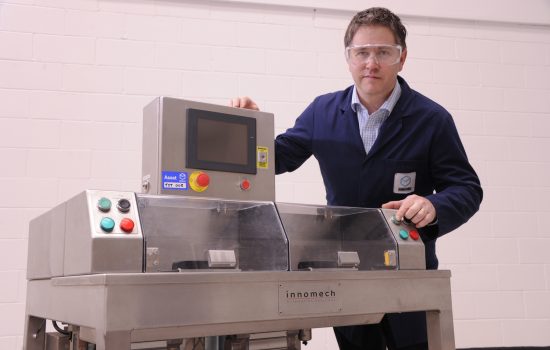 By working closely with its client, Innomech was able to design and deliver a sophisticated end-of-line testing system for Molecular Products in just 14 weeks. The system is 3x faster than the machine it replaces and is shown above with Tim Mead, commercial director at Innomech.