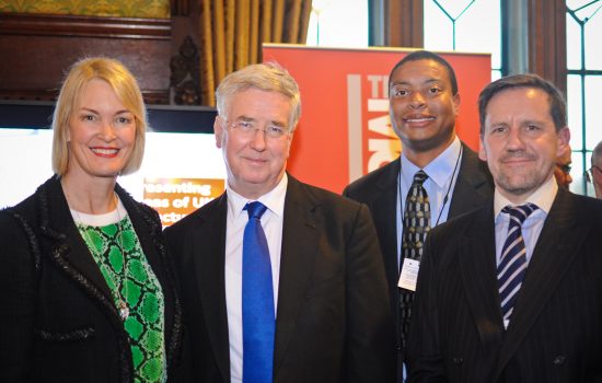 Margot James MP, Minister for Business Michael Fallon MP, Mike Patton of GE Aviation Wales and Nick Hussey of The Manufacturer