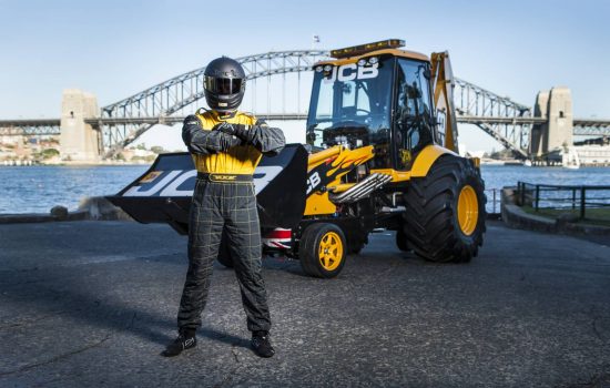 JCB GT, the world's fastest digger, takes a lap of honour around Sydney.