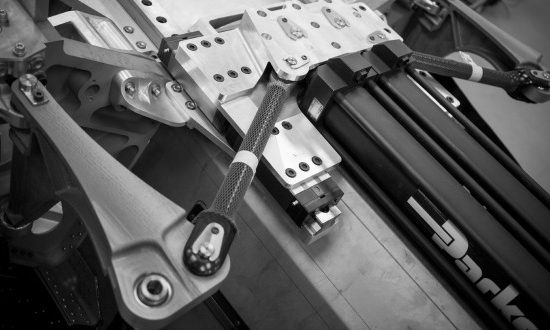 A close-up of the Parker airbrake system