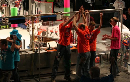 The Morris Area High School team (The Plaid Pillagers) was competing in FIRST Robotics for their second year and won the Imagery Award