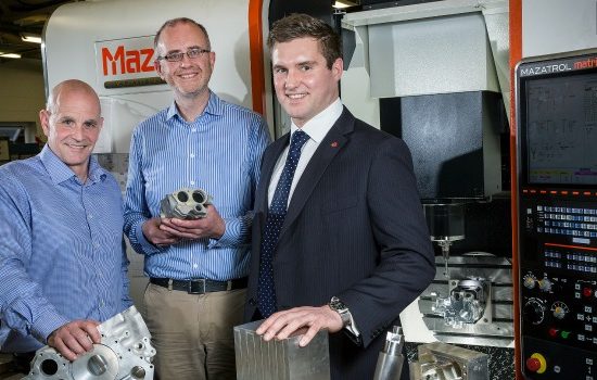 Image L to R: Andrew Master, Engineering & manufacturing director (AE Aero), Peter Bruch, MD (AE Aero), Andrew Collett (Lloyds Bank).