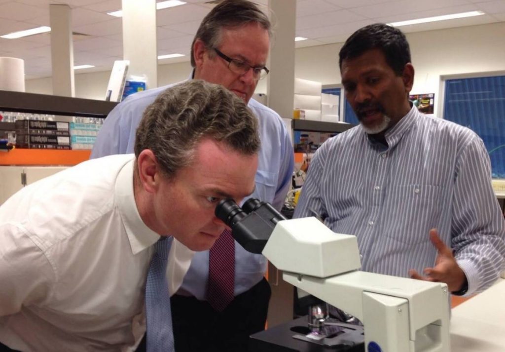 Minister for Education and Training, Christopher Pyne, said he cannot guarantee $150m in scientific research funding if the Government's higher education reforms are not passed - image courtesy of Christopher Pyne.