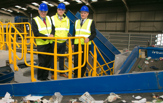 Image L to R: Dr Vince Cable MP; Gareth Godwin & Ian Swales (both Ward Recycling).