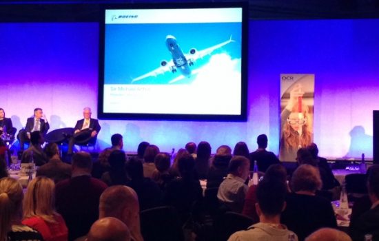 President of Boeing UK and Ireland, Sir Michael Arthur speaking at the 2015 STEMtech conference and showcase at the QEII Centre.
