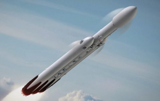 An artist's impression of the Falcon Heavy mid-flight. Image courtesy of SpaceX.