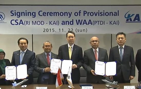 The signing ceremony between Korea Aerospace Industries and the Indonesian government for the KFX experimental fighter project - image courtesy of ARIRANG News.