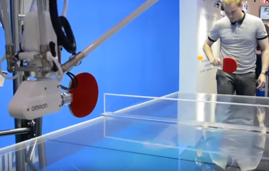 The Omron Ping Pong Robot - image taken from Engadget Video
