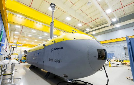The 51-foot Boeing Echo Voyager is the latest innovation in Boeing’s unmanned undersea vehicle family, joining the 32-foot Echo Seeker and the 18-foot Echo Ranger - image courtesy of Boeing.