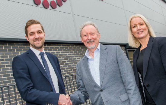 L-R: Mike Edwards (Yorkshire Bank), Geoff Windas (MTE Heat Treatment), and Sarah Gwynne (Yorkshire Bank).