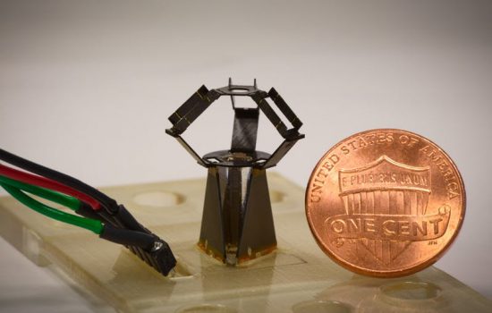 The microrobot milliDelta promises applications in manufacturing and medicine thanks to the innovative way in which it has been made - image courtesy of Harvard Uni.