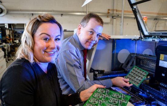 Managing director, Simon Norris with sales manager Emma Wrigglesworth. Their company sees 400% capacity increase.