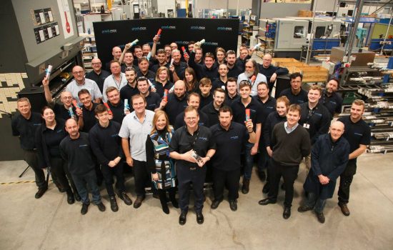 The Produmax team celebrate their skills awards with Mandy Ridyard and Jeremy Ridyard (front) with Ikigai trophy - image courtesy of Sharing in Growth.