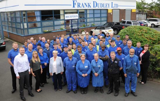 Jill Dudley-Toole (front row, fourth from left) and the Frank Dudley Limited workforce – image courtesy of FDL.