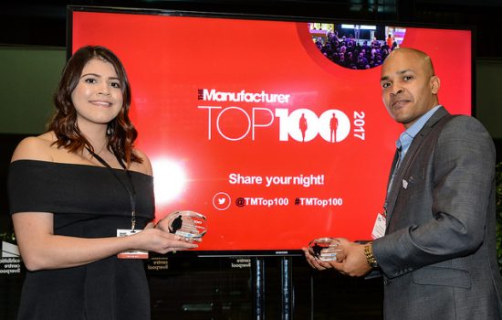 Two Exemplars celebrating at The Manufacturer Top 100 2017 launch reception - image courtesy of The Manufacturer.