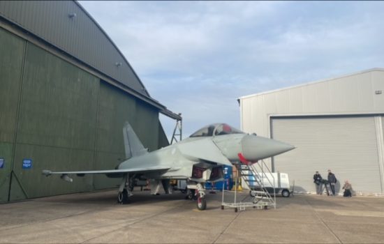 Eurofighter Typhoon sat proudly on display at RAF Coningsby