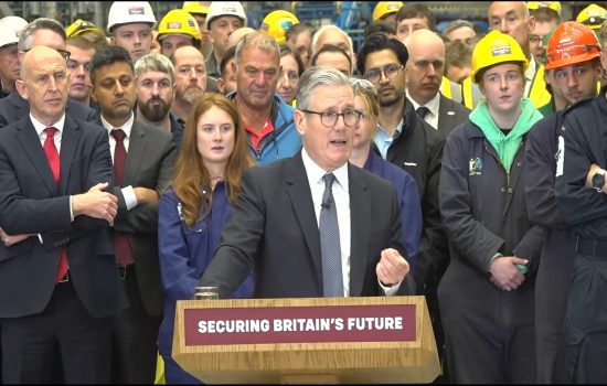 Keir Starmer delivers defence spending review from BAE Systems facility