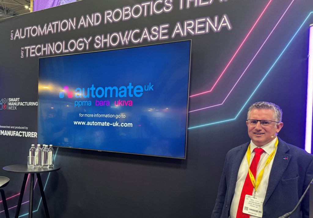 Pictured: FANUC UK’s Head of Sales, Oliver Selby, speaking at Smart Manufacturing Week 2025.
