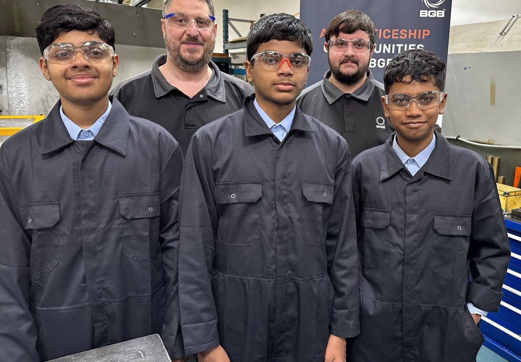BGB's Nathan Flower (pictured back left) leads the engineering company's apprenticeship programme. Image credit: BGB.