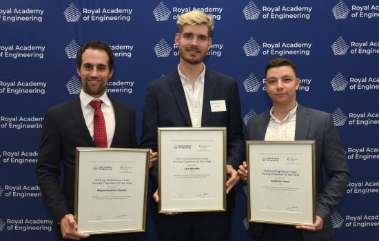 Left to right: Miguel Martinez Paneda, Jack Biltcliffe & Andrei Feraru. Image credit: Royal Academy of Engineering.