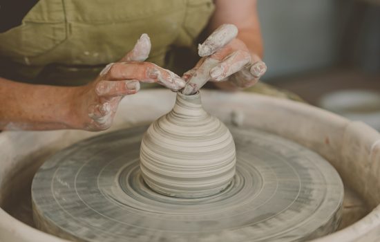 Valentine Clays’ LoStone on the potters wheel