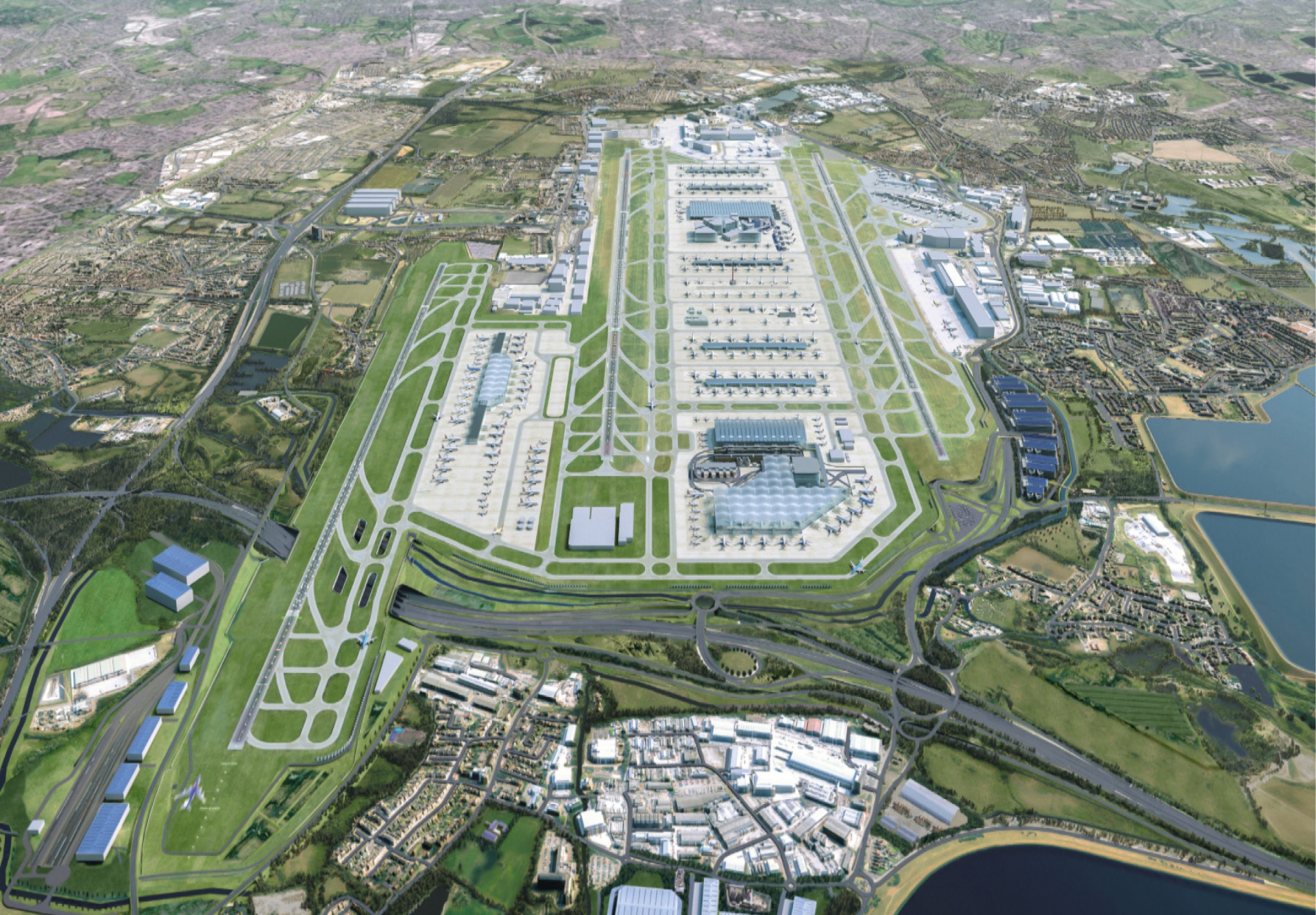 Heathrow has committed
to prioritising UK-made steel in its
proposed £49bn expansion, including a
third runway and new terminal capacity.
Image courtesy of Heathrow Airports UK