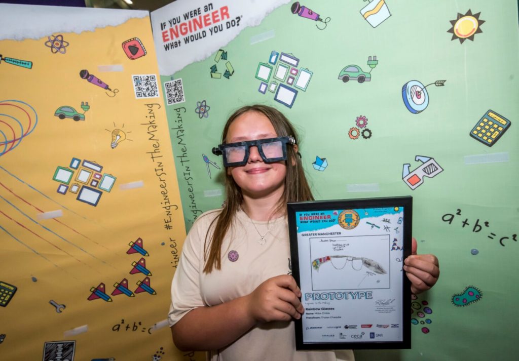 Salford schoolgirl wins national engineering award for dyslexia-support invention