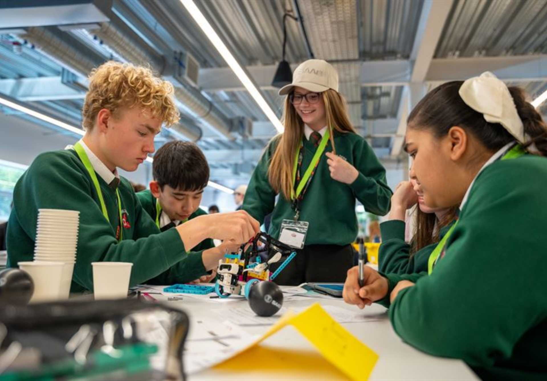 Students working together to design and build a model ROV at GUH STEM Challenge